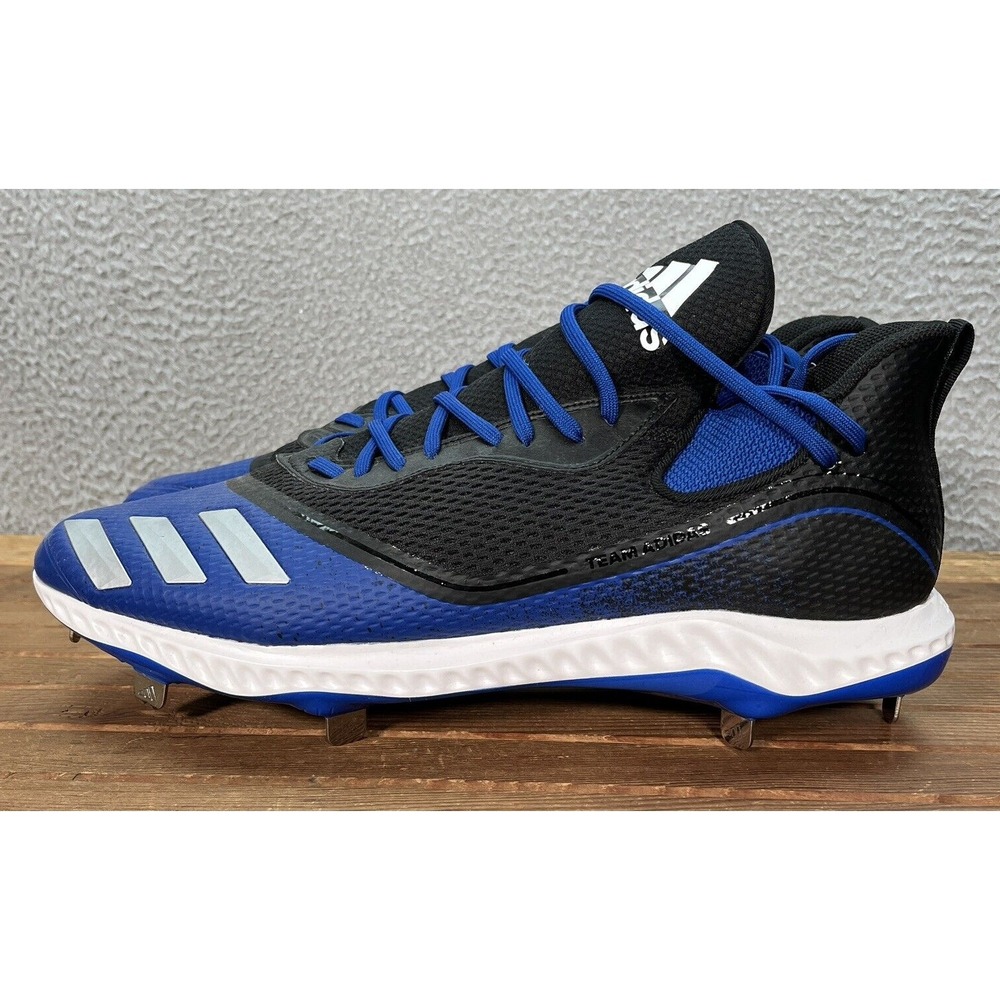 Adidas Baseball Cleats Mens 16 Black Blue White Icon V Bounce Shoes Sports NEW